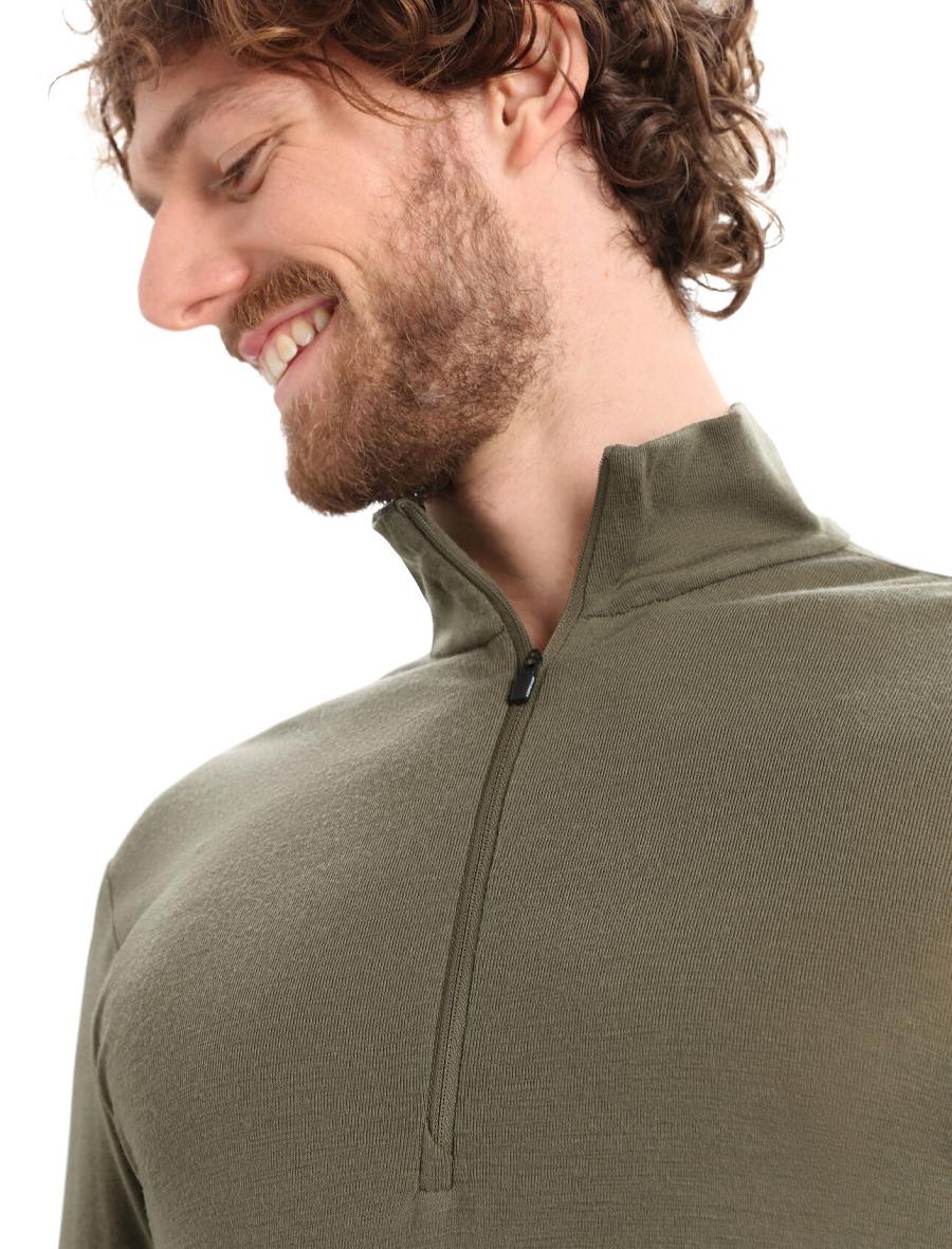 Loden Icebreaker Merino 175 Everyday Long Sleeve Half Zip Thermal Top Men's Base Layers | AU 1369NWYB